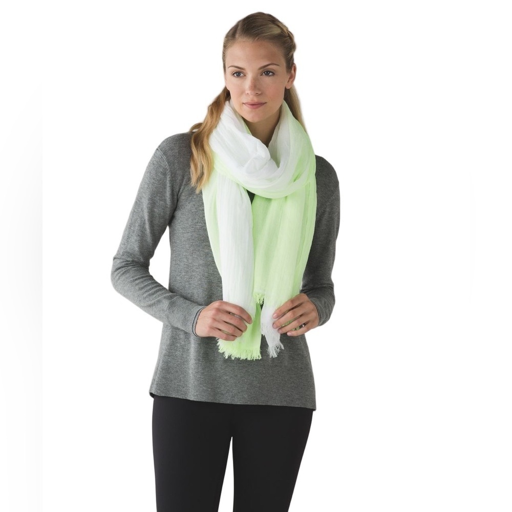 Lululemon Warrior Scarf in White / Clear Mint Oversized Layering Staple